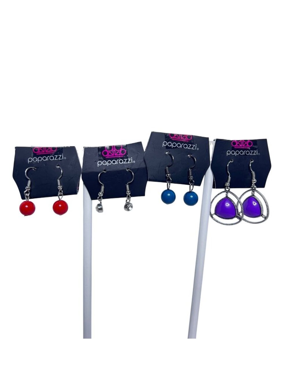 Lot of 4 Paparazzi Silver Tone Pierced Earrings (6451)
